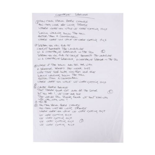 201. Noel Gallagher Handwritten "Champagne Supernova" Lyrics ### OASIS