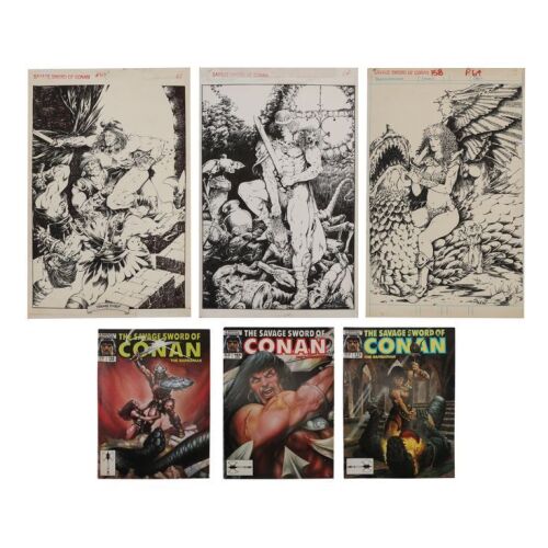 269. Three Savage Sword of Conan Original Splash Page Artworks by Jim Fletcher and Three Comic Books ### SAVAGE SWORD OF CONAN (1974 - 1995)