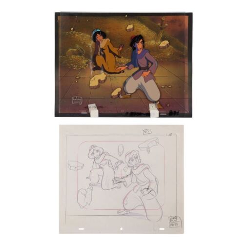 326. Aladdin and Princess Jasmine Original Production Cel, Background and Matching Drawing ### ALADDIN (TV SERIES, 1994-1995)