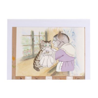 338. Mrs. Tabitha Twitchit and Moppet Original Production Cel and Background ### THE WORLD OF PETER RABBIT AND FRIENDS (TV SERIES, 1992-1998): THE TALE OF TOM KITTEN AND JEMIMA PUDDLE-DUCK