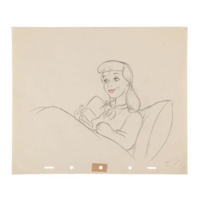 343. Cinderella In Bed Original Production-Era Animation Pencil Drawing ### CINDERELLA (1950)