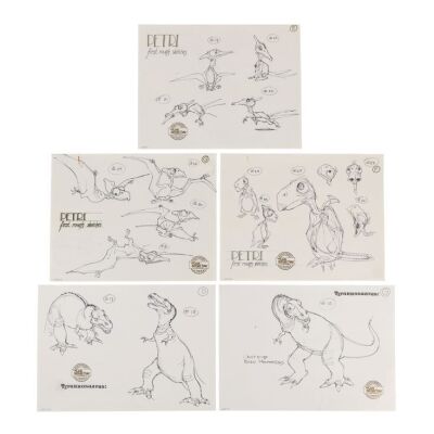 367. Five Sheets of Petrie and Tyrannosaurus Original Early Design Sketches ### THE LAND BEFORE TIME (1988)