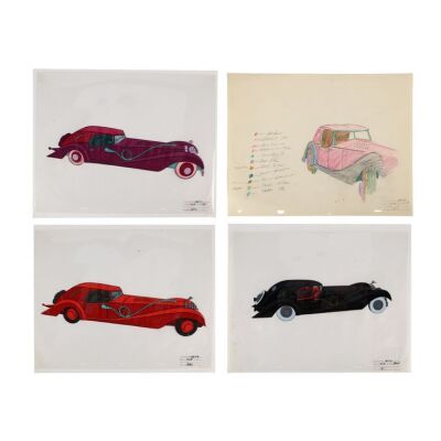 383. Set of Three Cruella de Vil Car Production Colour Model Cels and Colour Key Study Drawing ### ONE HUNDRED AND ONE DALMATIANS (1961)