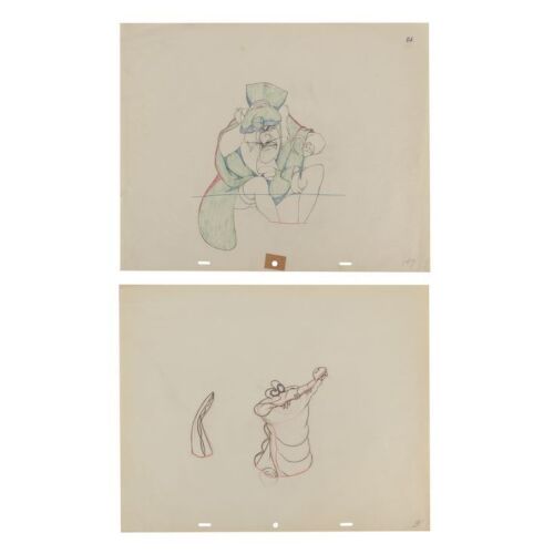 391. Two Original Production Pencil Drawings of Captain Hook and The Crocodile ### PETER PAN (1953)
