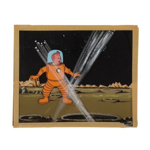 427. Tintin Destination Moon Original Production Cel and Hand-Painted Background Setup ### LES ADVENTURES DE TINTIN (TV SERIES, 1959-1964)