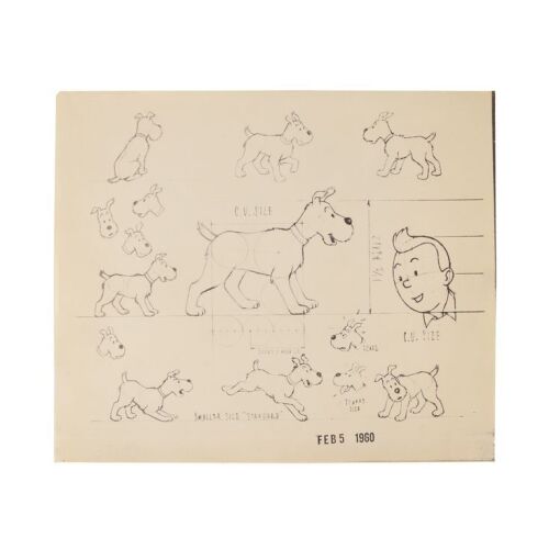 429. Snowy and Tintin Production Photostat Model Sheet ### LES ADVENTURES DE TINTIN (TV SERIES, 1959-1964)