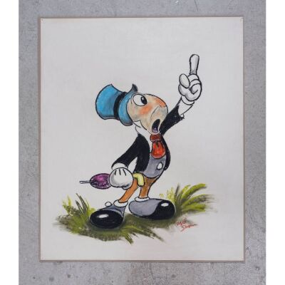 433. Mel Shaw-signed Hand-drawn Jiminy Cricket Illustration ### WALT DISNEY (1960-70's)