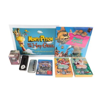 82. The Terry Gilliam Collection: Terry Gilliam Autographed Calendar, DVDs and Blu Rays, Pair of Watches and Metal Poster ### MONTY PYTHON