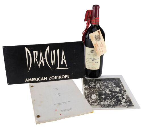 Lot #61: Bound Partial Script with Bottled Wine Crew Gift, Crew Parking Placard, and Crew Photo ### BRAM STOKER'S DRACULA (1992)