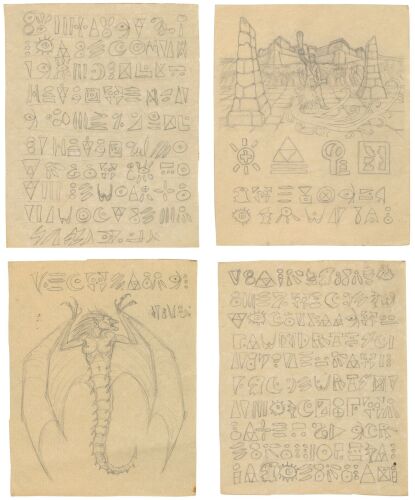 Lot #118: Set of Four Hand-Illustrated Tom Sullivan Necronomicon Ex-Mortis Pages Master Artworks ### EVIL DEAD II (1987)