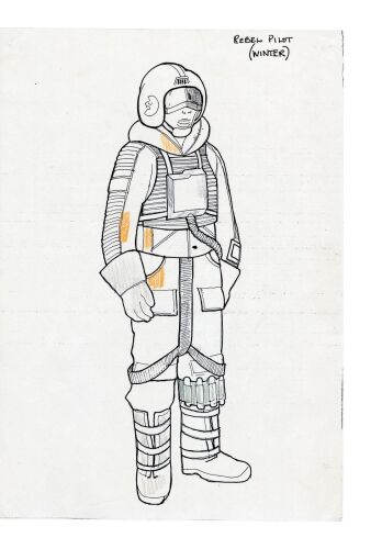 Lot #328: Hand-Colored John Mollo Rebel Pilot Costume Design Print ### STAR WARS: THE EMPIRE STRIKES BACK (1980)