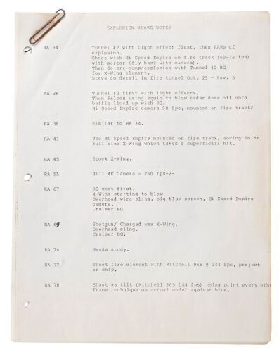 Lot #338: Set of Printed Battle of Endor Visual Effects Production Documents ### STAR WARS: RETURN OF THE JEDI (1983)