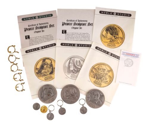 Lot #348: William Plumb Collection: Set of Three Oversized Pewter Medallions by Lawrence Noble with Hand-Drawn Concept Art and Five Miniature Medallions ### STAR WARS: ORIGINAL TRILOGY (1977-1983)