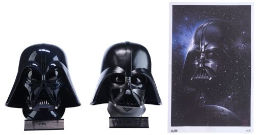 Lot #544: Pair of EFX Darth Vader (David Prowse) Helmet Replicas with Art Print ### STAR WARS MERCHANDISE