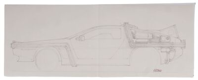 39. Hand-Drawn Ron Cobb DeLorean Time Machine Profile View Concept Sketch ### BACK TO THE FUTURE (1985)