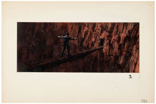 219. Hand-Painted Mark Sullivan "Leap of Faith" Invisible Bridge Matte Painting Study ### INDIANA JONES AND THE LAST CRUSADE (1989)