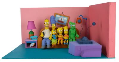 325. Screen-Matched Chiodo Brothers-Autographed Stop-Motion "Nothing But Clay" Simpson Family Couch Gag Set ### THE SIMPSONS (T.V. SERIES, 1989-PRESENT)