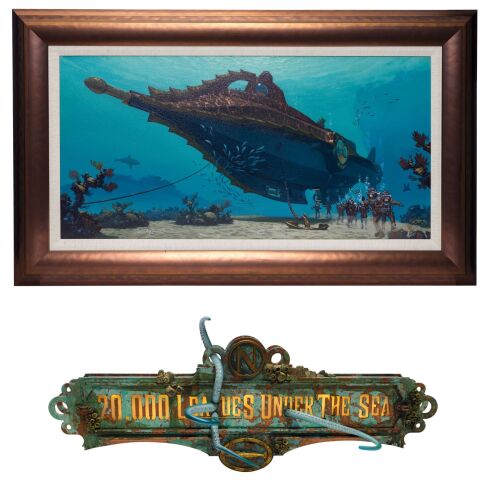 438. Hand-Painted Dave McCamant "An Expedition from the Nautilus" Painting with Custom Light-Up 3D Sign ### 20,000 LEAGUES UNDER THE SEA (1954)