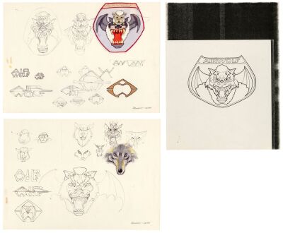 445. Pair of Hand-Drawn Andrew Probert Airwolf Logo Concept Sketch Sheets ### AIRWOLF (1984-1987)