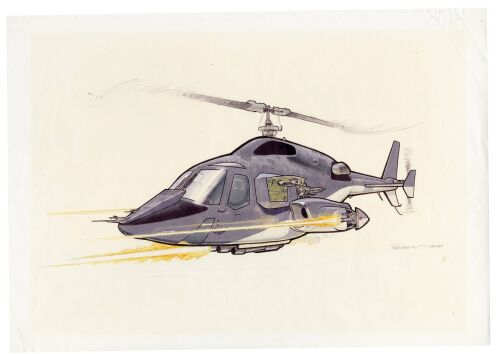 446. Hand-Drawn Andrew Probert Airwolf Helicopter Firing Artwork ### AIRWOLF (1984-1987)