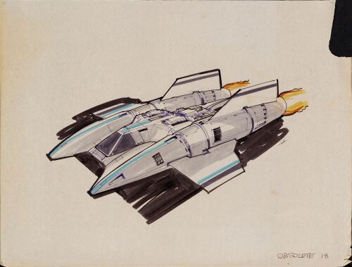 515. Hand-Drawn Joe Johnston Colonial Viper Concept Drawing ### BATTLESTAR GALACTICA (T.V. SERIES, 1978 - 1979)/BUCK ROGERS IN THE 25TH CENTURY (T.V. SERIES, 1979 - 1981)