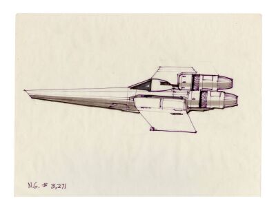 519. Hand-Drawn Joe Johnston Colonial Viper Profile Concept Sketch ### BATTLESTAR GALACTICA (T.V. SERIES, 1978-1979)