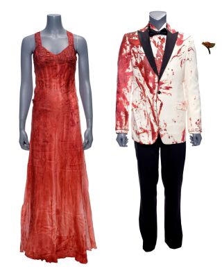 552. Carrie White's (Chloe Grace Moretz) Bloodied Prom Dress with Tommy Ross' (Ansel Elgort) Screen-Matched Bloodied Prom Tuxedo Costume ### CARRIE (2013)