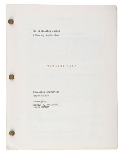 559. Mimeograph Pre-Production Script ### CITIZEN KANE (1941)