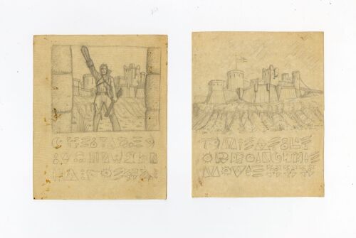 625. Tom Sullivan Collection: Set of Four Hand-Illustrated Tom Sullivan Necronomicon Ex-Mortis Pages Master Artworks ### EVIL DEAD II (1987)