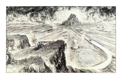 637. Matted Hand-Drawn Mentor Huebner Landing on Mongo Concept Artwork ### FLASH GORDON (1980)
