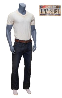 855. Charlie Kenton's (Hugh Jackman) Truck Driving Costume with Screen-Matched License Plate ### REAL STEEL (2011)