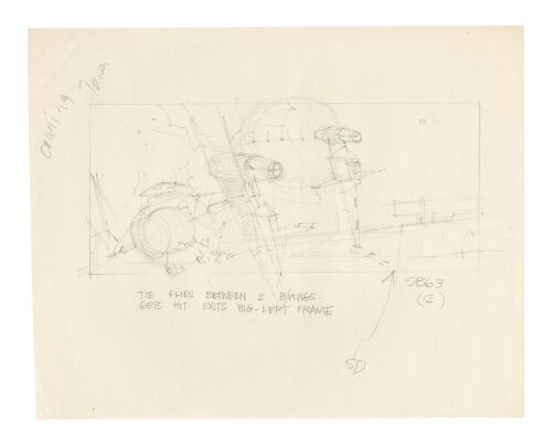 986. Hand-Drawn Annotated Joe Johnston B-Wing Starfighter Storyboard ### STAR WARS: RETURN OF THE JEDI (1983)