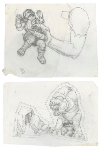 1004. Pair of Hand-Drawn Ralph McQuarrie "Rancor Pop-Up Element" Illustration Prelims ### JABBA'S PALACE POP-UP BOOK (1996)