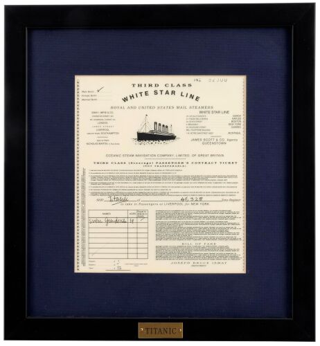 1061. Jack Dawson's (Leonardo DiCaprio) Framed Printed Third Class Titanic Ticket ### TITANIC (1997)