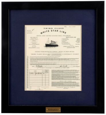 1061. Jack Dawson's (Leonardo DiCaprio) Framed Printed Third Class Titanic Ticket ### TITANIC (1997)