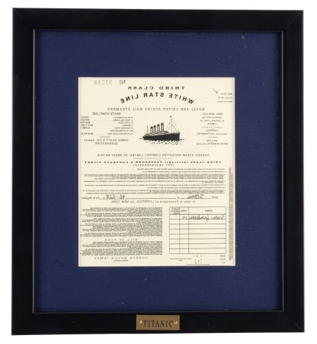 1064. Jack Dawson's (Leonardo DiCaprio) Framed Printed Third Class Titanic Ticket ### TITANIC (1997)