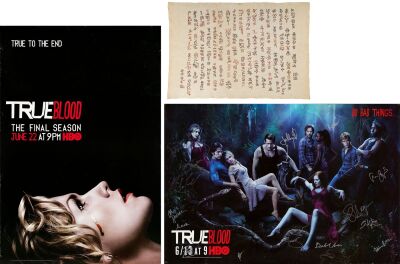 1083. Macklyn Warlow's (Robert Kazinsky) Faerie Contract, Cast-Autographed Season 3 One Sheet, and Final Season One Sheet ### TRUE BLOOD (2008-2014)