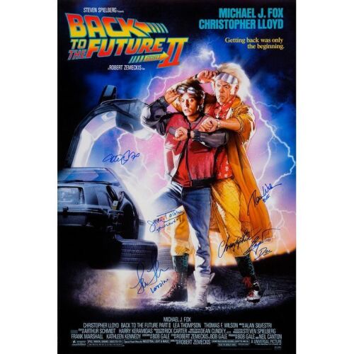 400. One Sheet (27" x 40") Signed by Michael J. Fox, Christopher Lloyd, Lea Thompson, Tom Wilson and James Tolkan (Beckett COA); Very Fine+ Rolled ### BACK TO THE FUTURE PART II (1989)