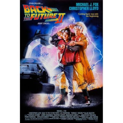 400. One Sheet (27" x 40") Signed by Michael J. Fox, Christopher Lloyd, Lea Thompson, Tom Wilson and James Tolkan (Beckett COA); Very Fine+ Rolled ### BACK TO THE FUTURE PART II (1989)