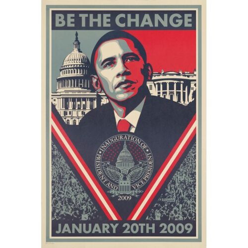 415. Hand-Pulled Silkscreen Limited Edition Poster (24" x 36"); From the Donna Hill Collection; Edition #4,861/10,000; Very Fine+ Rolled ### BE THE CHANGE OBAMA INAUGURATION (2009)
