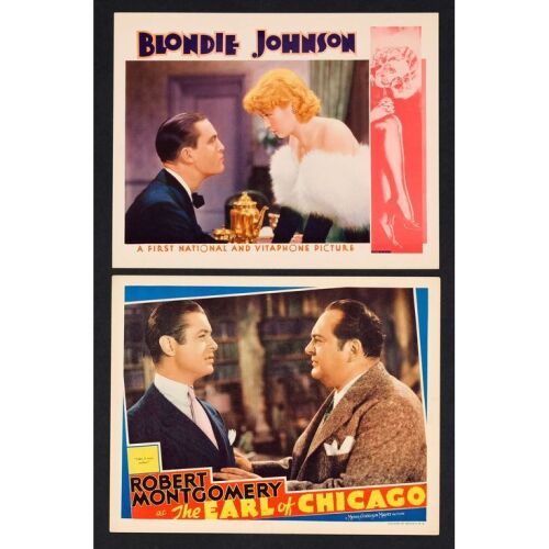 446. Lobby Cards (2) (11" x 14"); Very Fine+ ### BLONDIE JOHNSON / THE EARL OF CHICAGO (1933, 1940)