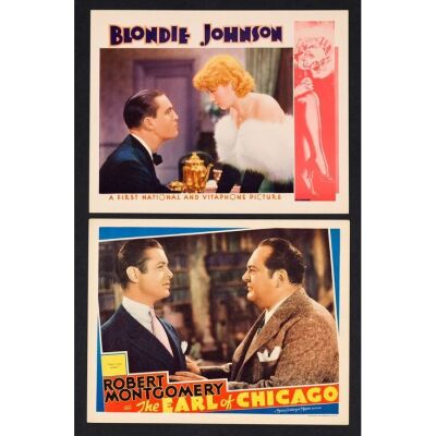 446. Lobby Cards (2) (11" x 14"); Very Fine+ ### BLONDIE JOHNSON / THE EARL OF CHICAGO (1933, 1940)
