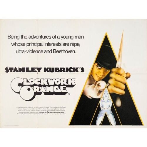 492. Full-Bleed British Quad (40" x 30"); Country-of-Origin, "X" Rated Style; Very Fine- Folded ### A CLOCKWORK ORANGE (1971)