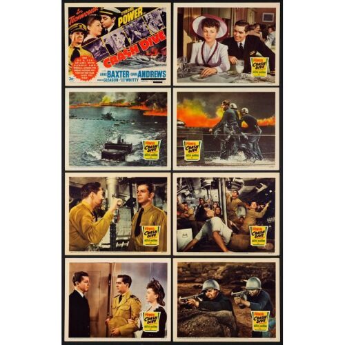 502. Lobby Card Set (8) (11" x 14"); Very Fine+ ### CRASH DIVE (1943)