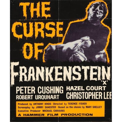 509. British Quad (Partial) (19" x 24"); Country-of-Origin, Day-Glo Style; Fine+ Folded ### CURSE OF FRANKENSTEIN / THE MUMMY DOUBLE-BILL (1957)