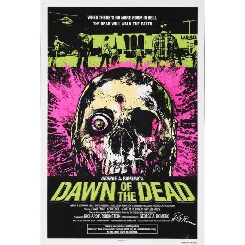 516. Limited Edition Screen Print (24" x 36") Signed by James Rheem Davis (Artist) and George Romero (Director) (Beckett COA); Variant Edition, Hand-Numbered Limited Edition #11/25; Very Fine+ Rolled ### DAWN OF THE DEAD (2014)