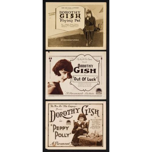 543. Title Lobby Cards (3) (11" x 14"); From the Donna Hill Collection; Fine ### DOROTHY GISH TITLE LOBBY CARDS (1919, 1920)