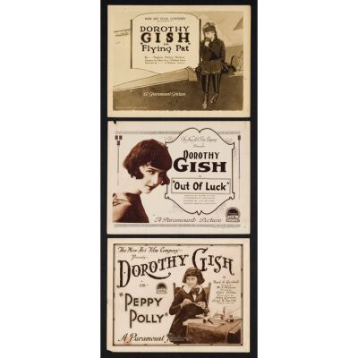 543. Title Lobby Cards (3) (11" x 14"); From the Donna Hill Collection; Fine ### DOROTHY GISH TITLE LOBBY CARDS (1919, 1920)