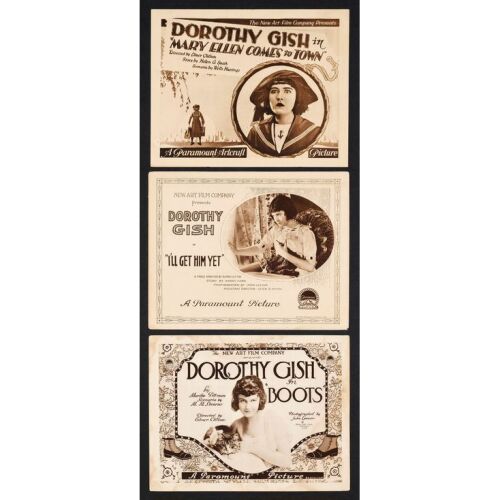 544. Title Lobby Cards (3) (11" x 14"); From the Donna Hill Collection; Fine+ ### DOROTHY GISH TITLE LOBBY CARDS (1919, 1920)