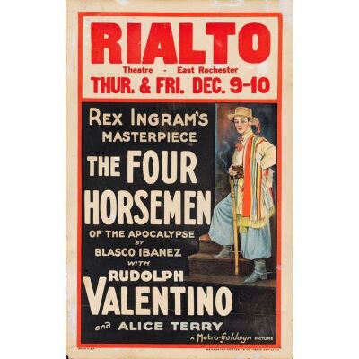 597. Window Card (14" x 22"); From the Donna Hill Collection; Stone Lithograph; Very Good+ ### THE FOUR HORSEMEN OF THE APOCALYPSE (R-1926)